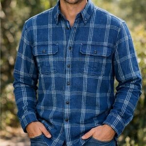 Club Monaco Blue Plaid Button-Down Shirt